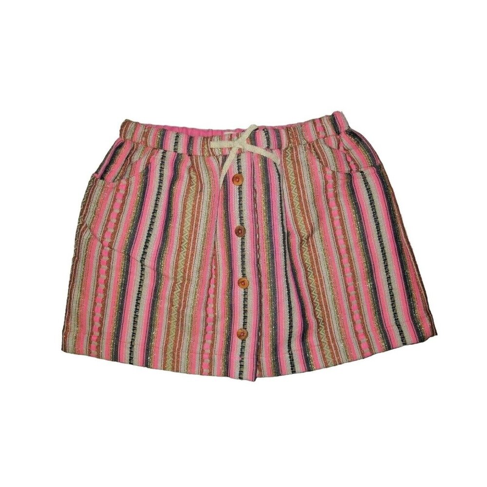Zara Casual Girl's Tweed Striped Bow Skirt Pull On Elastic Waist Size 13/14